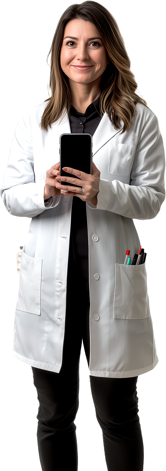 Mujer usando la aplicación Farmacloud